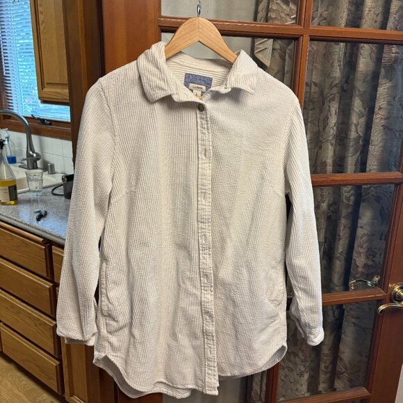 L.L. Bean White Cord Shirt, Long length, Size Large - Picture 1 of 4